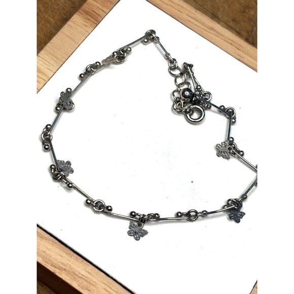 Silver Butterfly Charm Anklet With Adjustable Chain For Women - Picture 3 of 8